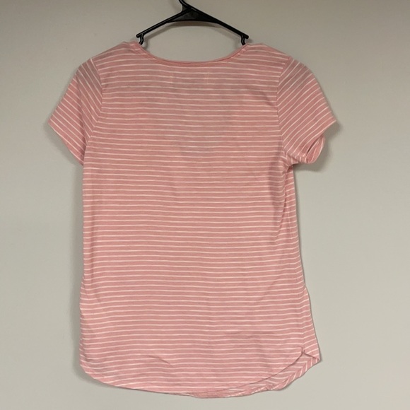 Abercrombie & Fitch Women's  V neck pink and white striped Tee, short sleeves, S - Picture 5 of 5